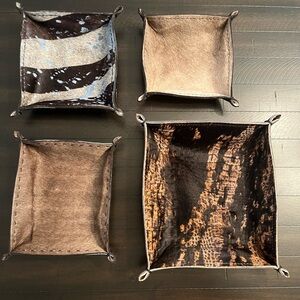 Set of Four Leather Valet Trays